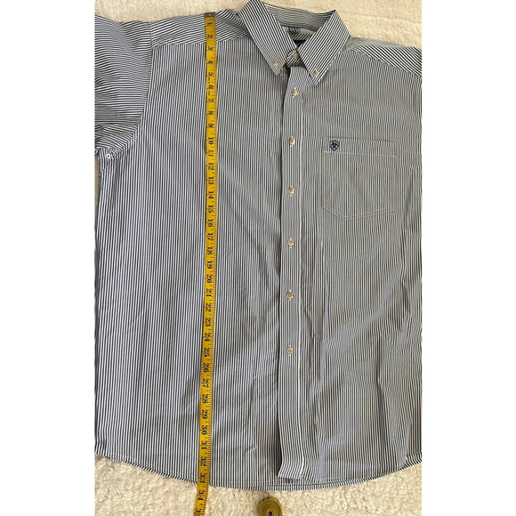 Men's Ariat Shirt, Blue & White Striped, Size XL - Picture 8 of 11